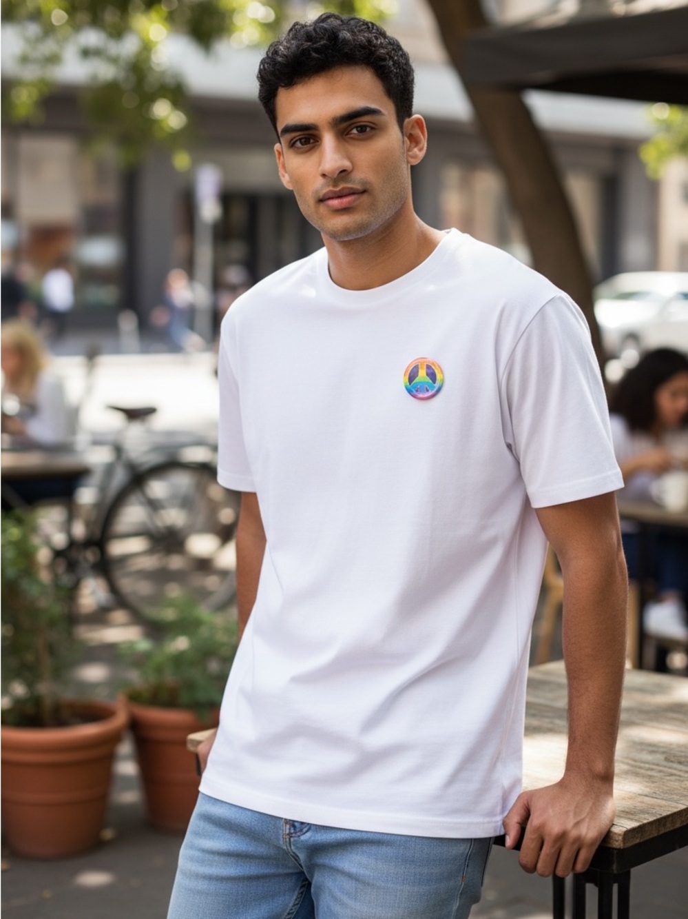 Vintage Rainbow Peace Sign Pin – Pride & Ally Accessory